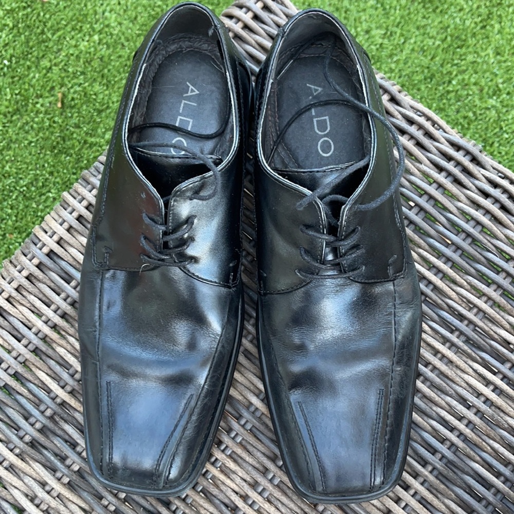 🔥BEING DONATED ALDO Black Leather Dress Shoes | Size 9